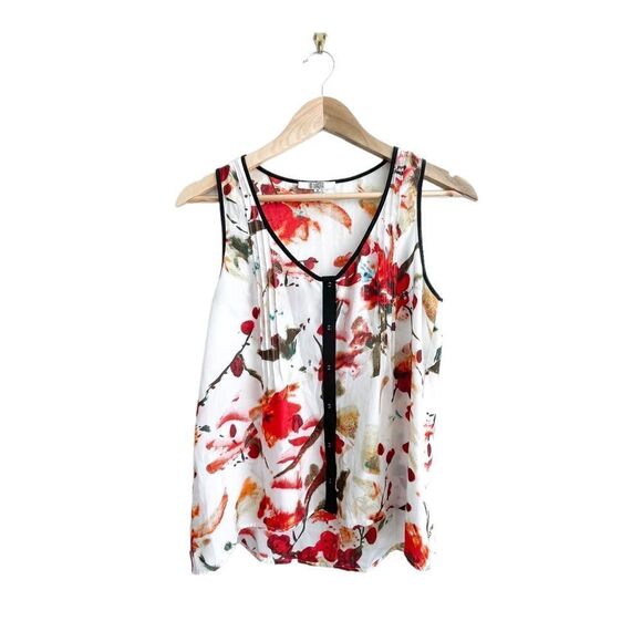 BB Dakota Floral Sleeveless Button Up Blouse Pleated High-Low Hem Women's S - Picture 1 of 8